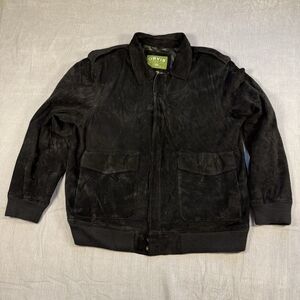 Vintage Orvis Suede Leather Jacket Black Bomber Size XL - lined